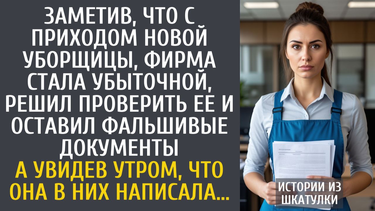 Истории из жизни Заметив, что с приходом новой уборщицы, фирма стала убыточной, решил проверить ее…