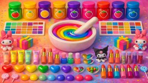 ASMR слайм видео 🌈 DIY Радужный Куроми облачный слайм с косметикой, тенями, уходом и блёстками
