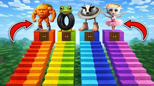 ВЫБЕРИ ПРАВИЛЬНУЮ ВЫСОКУЮ ЛЕСТНИЦУ ИТАЛЬЯНСКИХ БРЕЙНРОТ ЖИВОТНЫХ МЕМОВ в МАЙНКРАФТ АНИМАЦИЯ