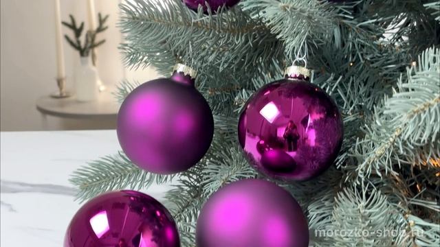 Набор стеклянных шаров глянцевых и матовых цвет: фиолетовый 80 мм упаковка 6 шт. 140692