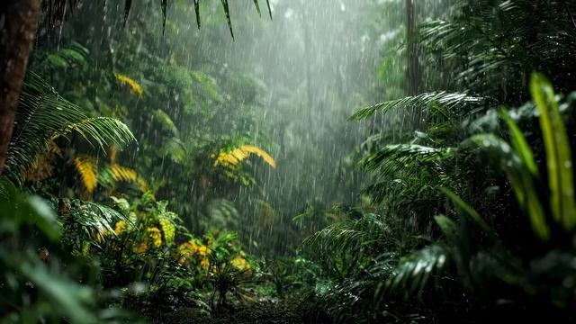 Дождь в джунглях 4K  звуки тропического дождя 2 часа
