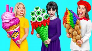 Кулинарный Челлендж# Уэнсдей Против Бабушки # Потрясающие Кухонные Лайфхаки от Jelly DO Challenge