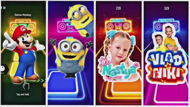 НАСТЯ, ВЛАД И НИКИ ПРОТИВ МИНЬОНОВ И МАРИО: КРУТОЙ ТАНЕЦ ПОД КОФФИН ДЕНС 👸🔥