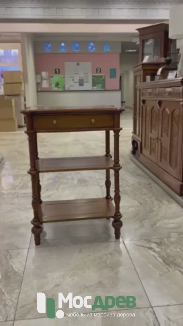 Этажерка с ящиком МИГ542 из красного дерева от фабрики Satin Furniture (Индонезия)