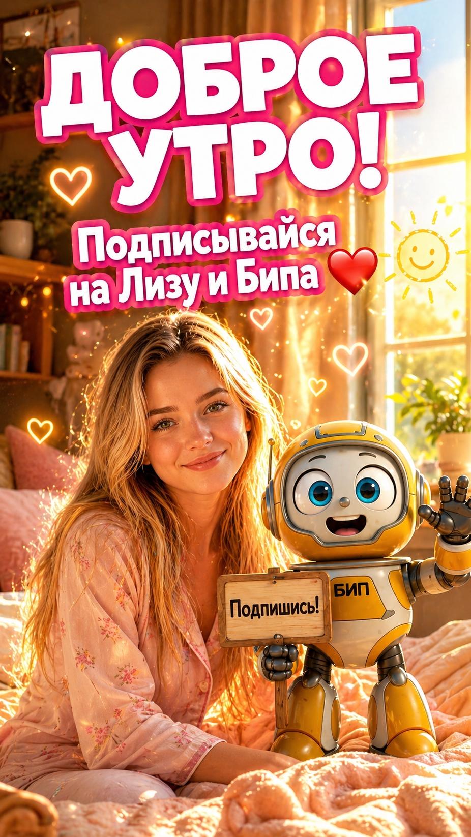 🌞 Доброе утро с Лизой и Бипом! ☕ Подписывайся на позитив ❤️#Shorts