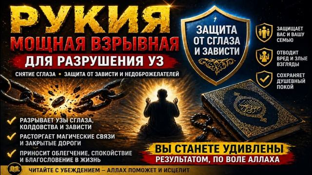 Сильная рукья от колдовства, сглаза и зависти — разрушает узлы, результат удивит вас, иншаАллах