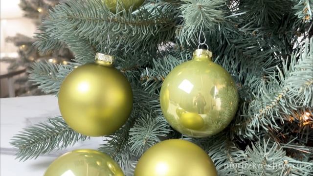 Набор стеклянных шаров эмалевых и матовых цвет: нежно-оливковый 80 мм упаковка 6 шт. 140660