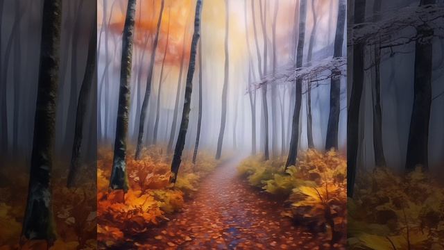 Густой туман, опавшая листва