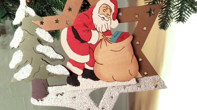 Ёлочная игрушка СКАЗОЧНОЕ МГНОВЕНИЕ - ЗВЁЗДОЧКА С САНТОЙ дерево 24 см 52-1334-санта
