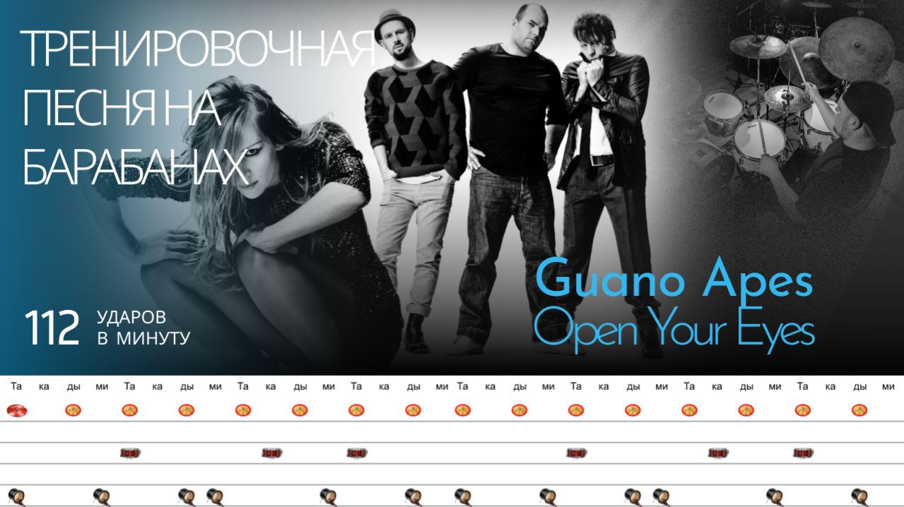 Guano Apes - Open Your Eyes / 112 bpm / Тренировочная песня для барабанов