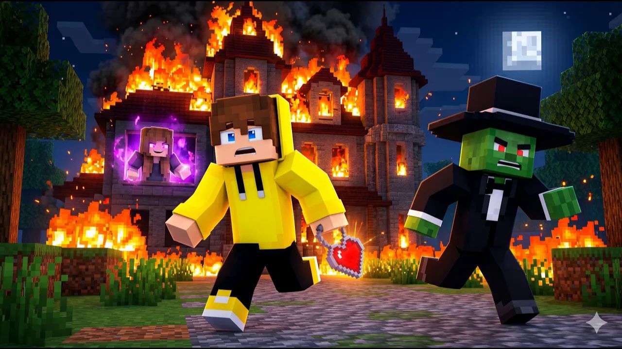 Джей Джей и Майки: СПАСАЮТСЯ из горящего дома с привидениями!