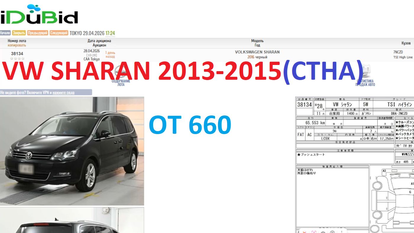 VW SHARANCTHA 2013-2015сводка торгов за неделю 22-29