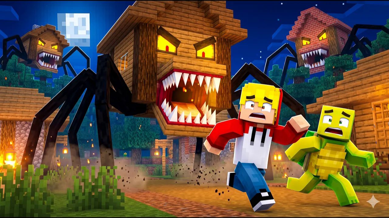 Джей Джей И Майки УБЕГАЮТ ОТ ГИГАНТСКИХ ХОЗЯЕВ ДОМА! 