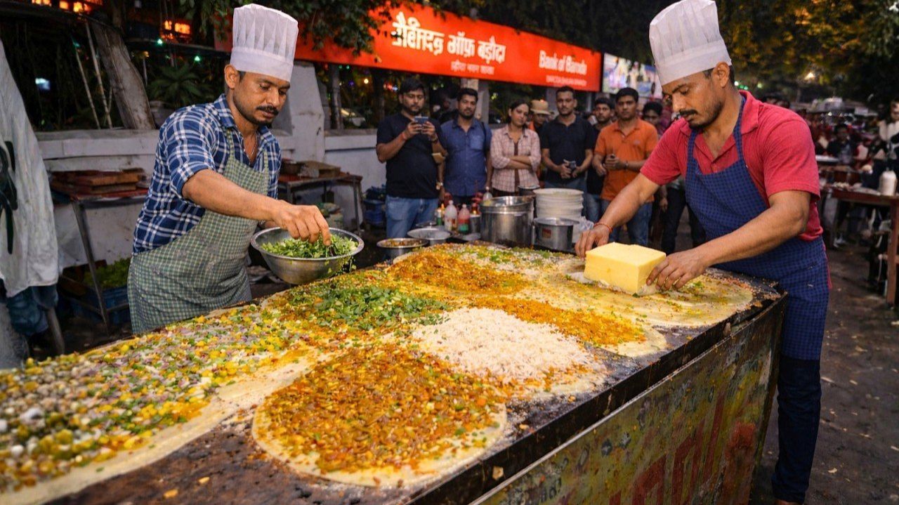 Уличная еда Extreme Dosa – Гигантская линия по сборке Доса в Индии