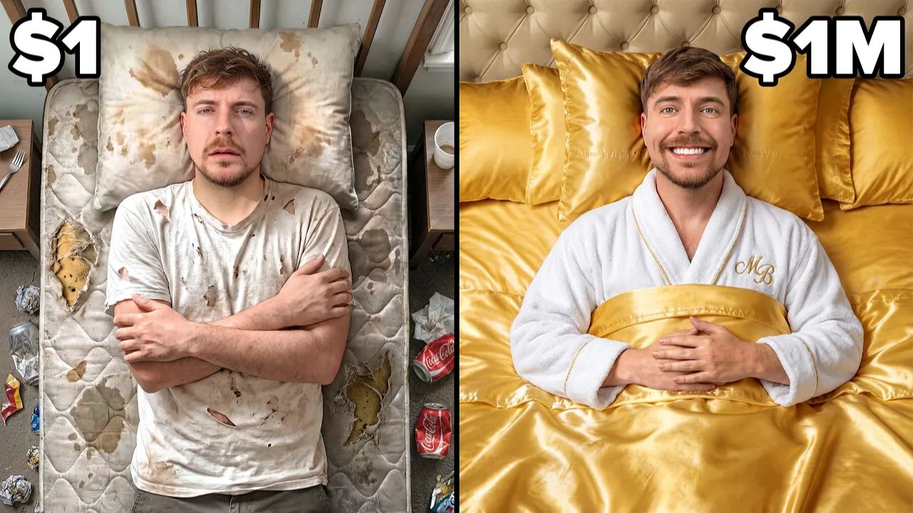 Гостиничный номер за 1 доллар против 1 000 000 долларов! Mrbeast мистербист