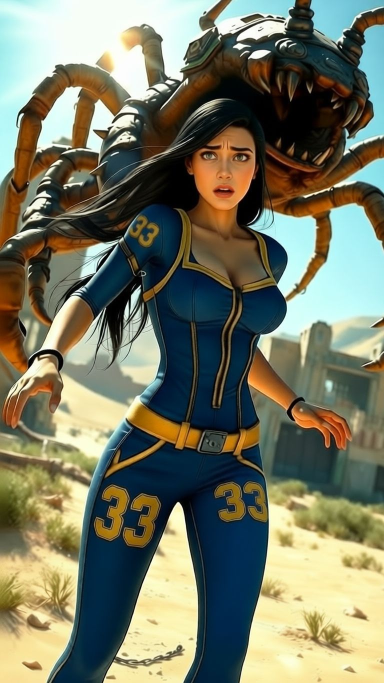 Люси и радскорпион из Fallout