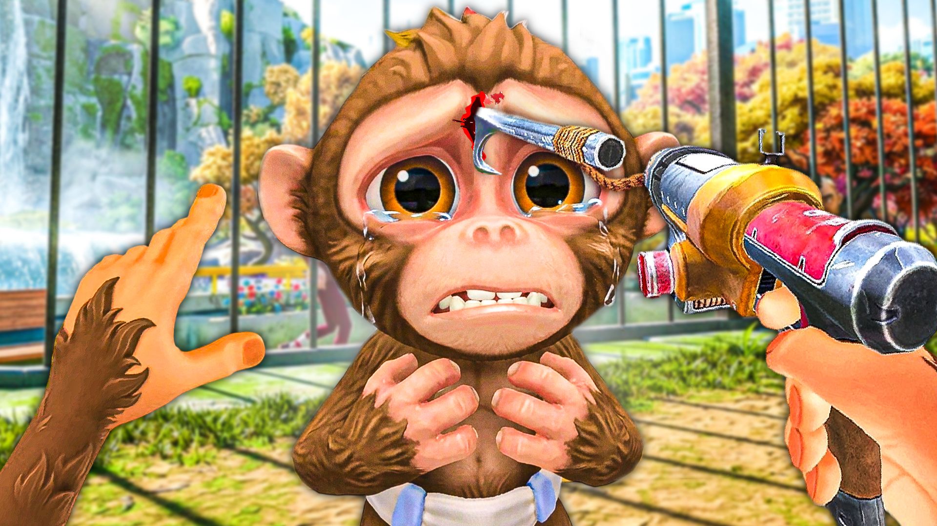 ПРОТКНУЛ МАЛЕНЬКУЮ ОБЕЗЬЯНКУ ГАРПУНОМ И ПОЖАЛЕЛ...  в I Am Monkey VR