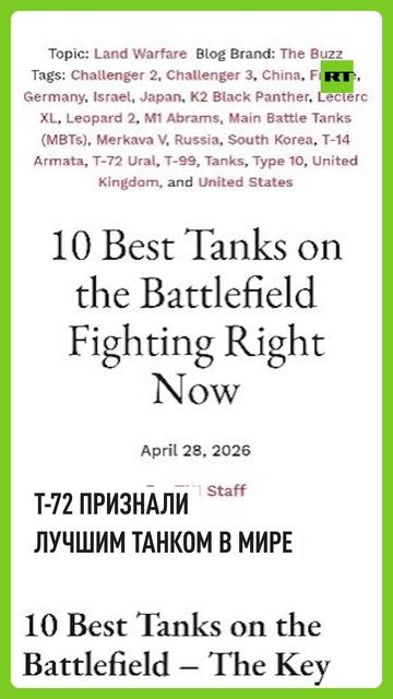 Обошёл американские Abrams и немецкие Leopard: Т-72 назвали лучшим танком в мире