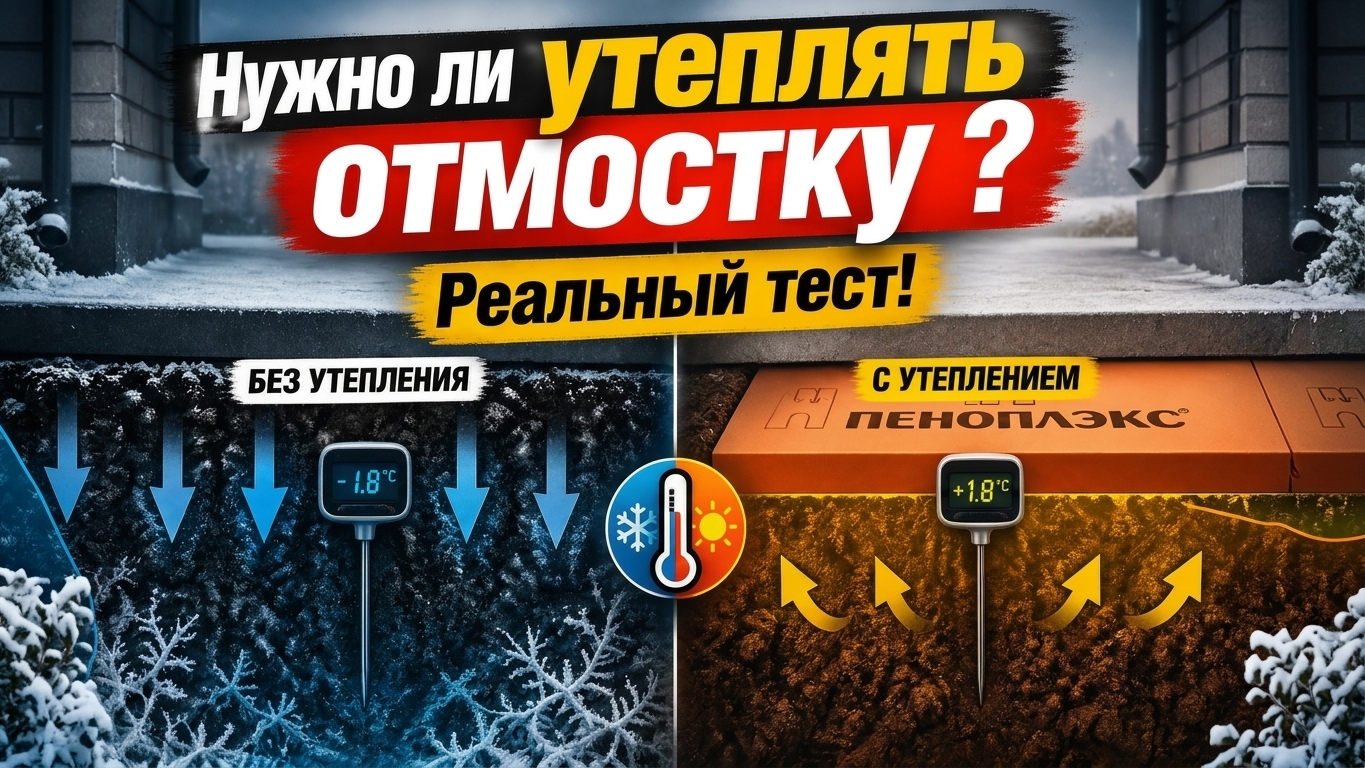 Нужно ли утеплять отмостку ? Реальный тест !