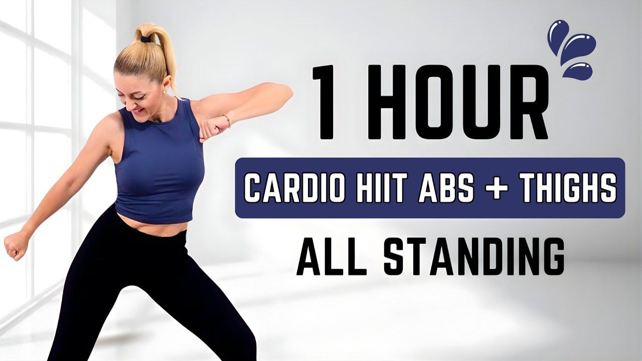 🔥1 ЧАС КАРДИО HIIT: ПРЕСС + БЁДРА🔥Тренировка на всё тело🔥Без оборудования🔥#быстроепохудение смотреть онлайн