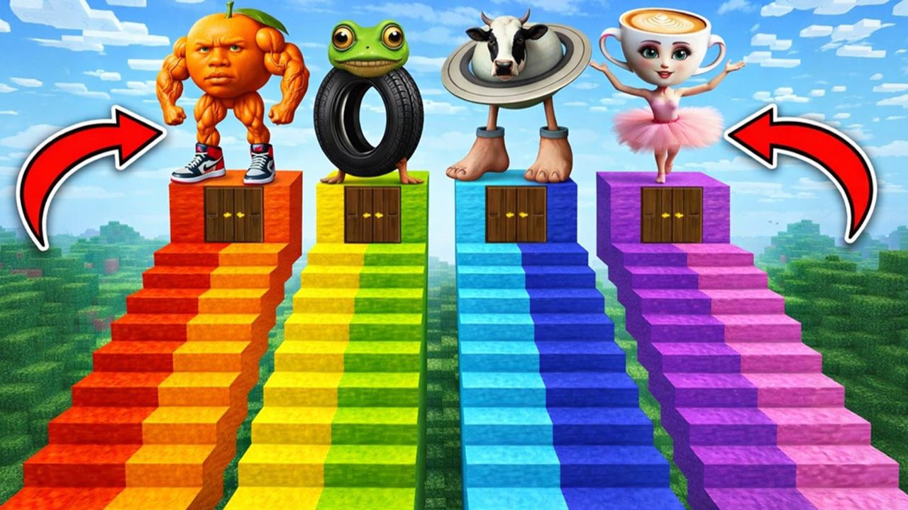 Выбери ПРАВИЛЬНУЮ ДЛИННУЮ ЛЕСТНИЦУ ИТАЛЬЯНСКИХ БРЕЙНРОТ ЖИВОТНЫХ МЕМОВ в МАЙНКРАФТ АНИМАЦИЯ