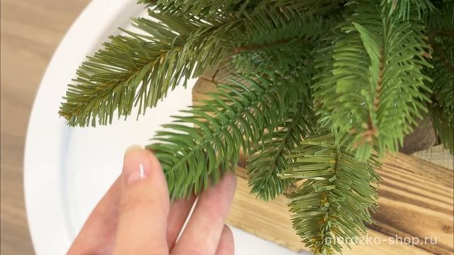 Настольная ель Берген 65 см в деревянном кашпо, ЛИТАЯ + ПВХ, DC2129