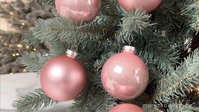 Набор стеклянных шаров матовых и глянцевых цвет: нежно-розовый 80 мм 6 шт. 140172