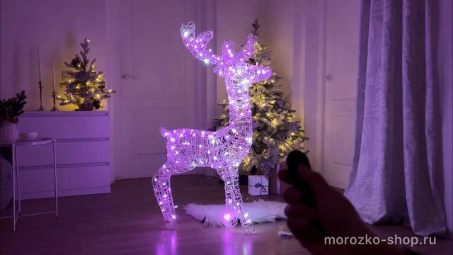 Светящаяся фигура ОЛЕНЬ АРКОНСЬЕЛЬ акриловые нити металл 165 RGB LED-огней 120 см AMC100010