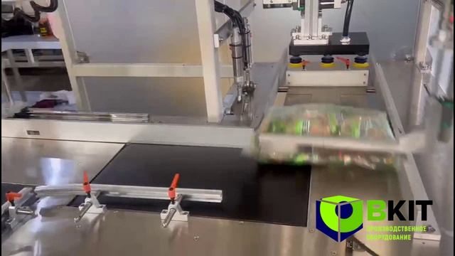 Кейспакер (картонатор) с утряской продукта в пакетах и их укладкой по одному в короб сверху слоями