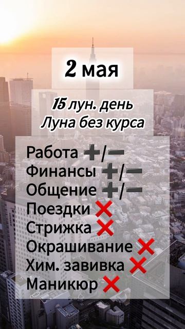 Гороскоп 2 мая 2026 года лунный день