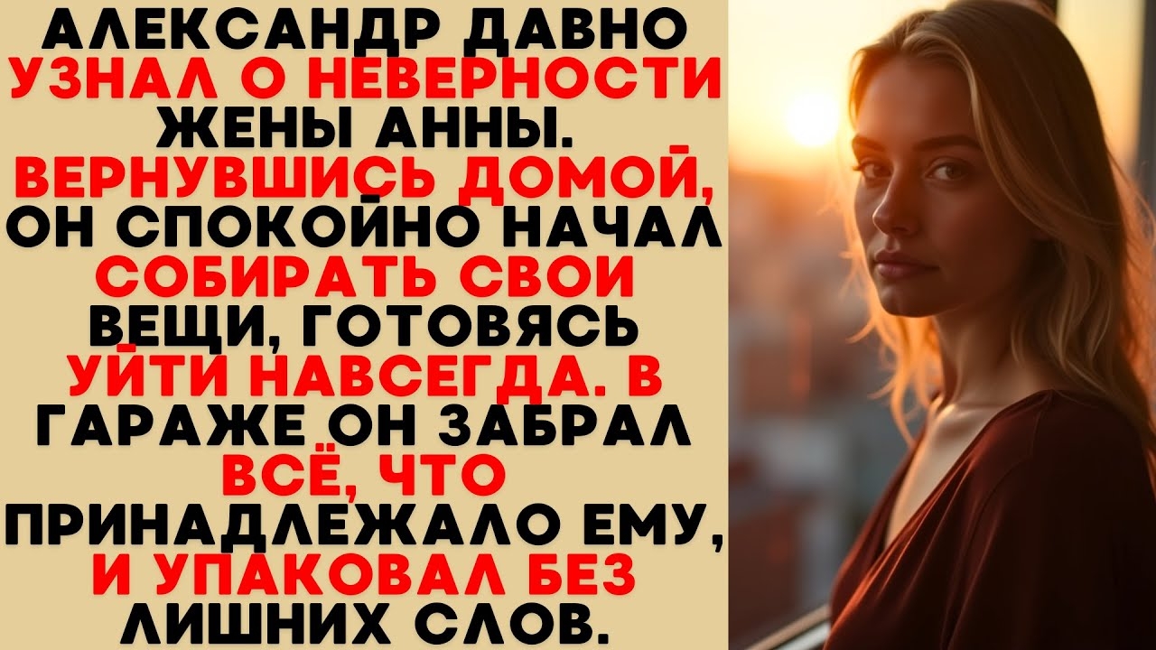 Александр знал о её измене. Молча собрал вещи забрал своё и ушёл не сказав ни слова.