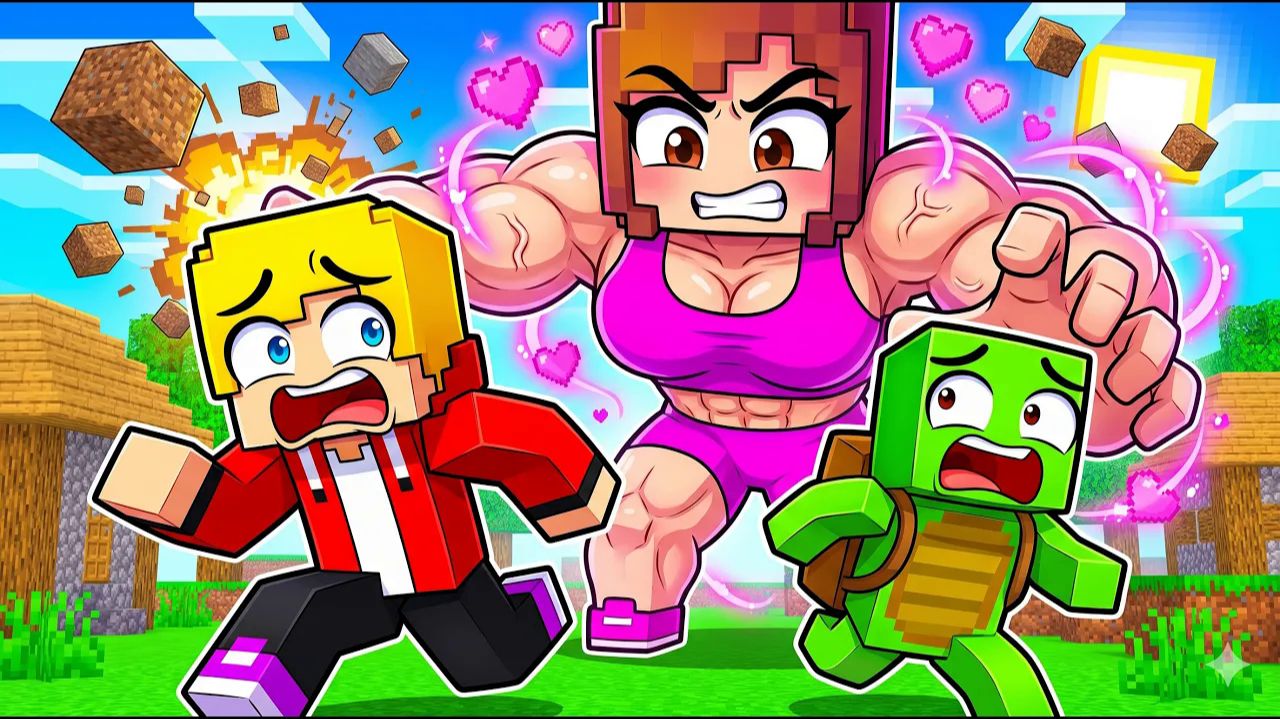 САМЫЙ безумный побег Джей Джей и Майки в истории! Погоня за ГИГАНТСКИМИ МУСКУЛИСТЫМИ ДЕВУШКАМИ!