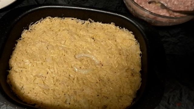 Картофельная запеканка с мясом, из сырого картофеля