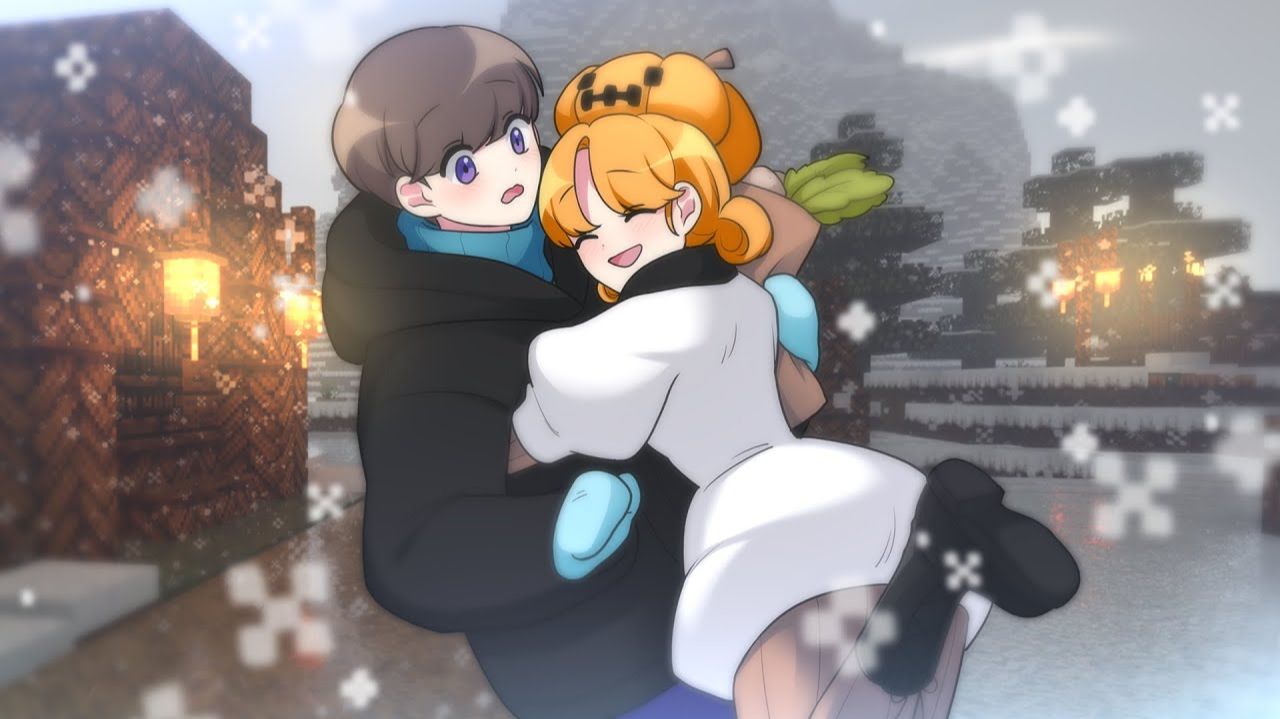 Стив создал снежного голема Майнкрафт аниме