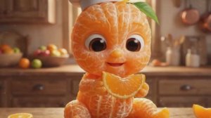 Хрустящее! Милые фруктовые малыши-повара с искусственным интеллектом едят настоящие фрукты