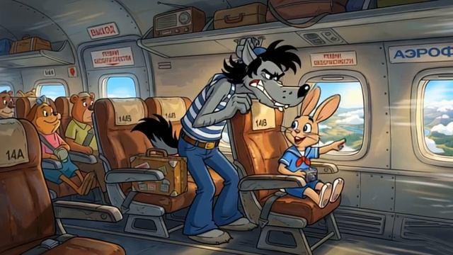 Ну погоди! Заец и Волк летят на самолёте