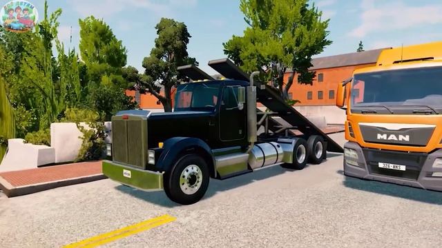 Большие грузовые машины, аварии и взрывы. Мультики про машинки, мультфильмы про тачки.