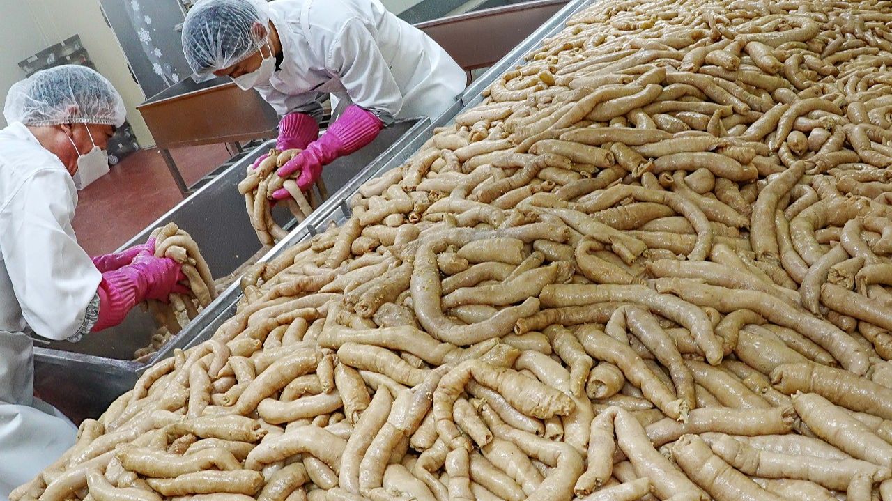 Удивительно!! Свиные кишки массового производства, которые так любят корейцы! Корейская фабрика еды
