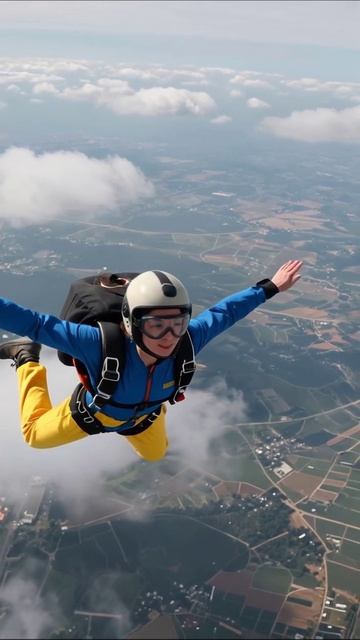 Смельчак в свободном падении #парашют #приключения #экстрим