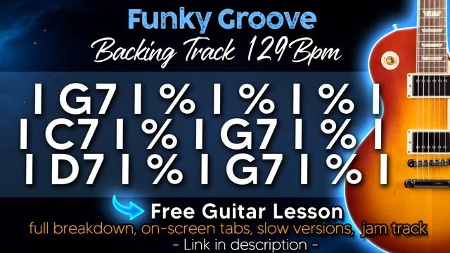 Блюз-гитарная минусовка в тональности G I Funky Syncopated Groove 129 bpm