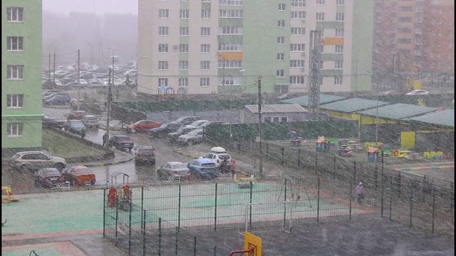 Апрельский снегопад в начале апреля.Снежный циклон в апреле.Рязанская область10.04.2026..