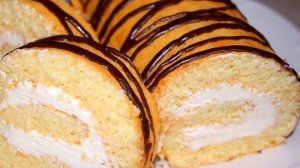 БИСКВИТНЫЙ РУЛЕТ С КРЕМОМ 😋👍