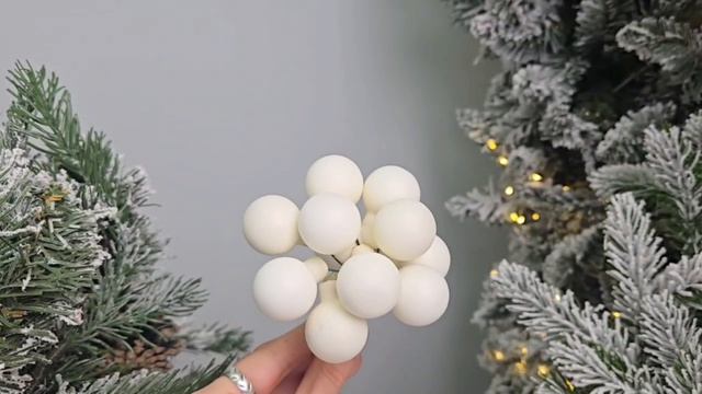 ГРОЗДЬ стеклянных матовых шариков на проволоке, 12 шаров по 25 мм, цвет: белая шерсть, 710554