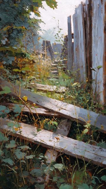 Старый забор (картина #1155) / Арт-студия Нормова