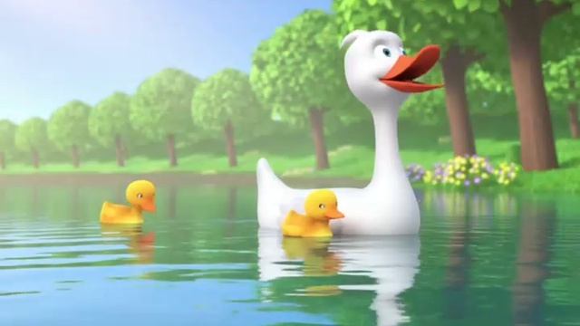 Мультфильм для детей. Уточка и утята на пруду