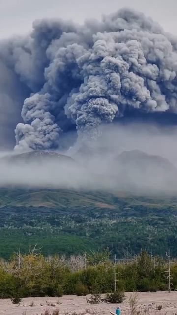 Извержение вулкана Шивелуч на Камчатке