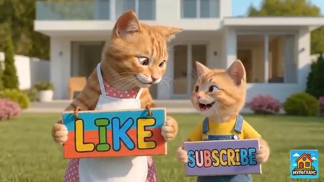 Творческий котёнок Рыжик сделал велосипед из разноцветных шариков. Мама-кошка в восторге