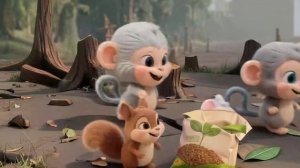 Мультик для детей, про зайчика, белочку и их лесных друзей