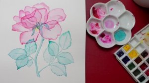 Прозрачная роза 🌹 Полный урок по акварели для начинающих