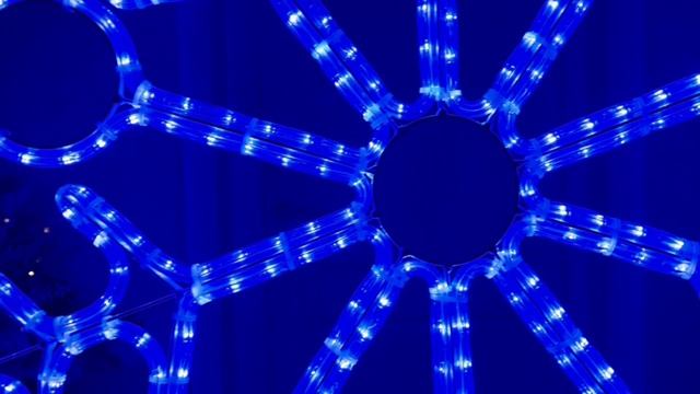 Светодиодная СНЕЖИНКА C КОЛЬЦАМИ, дюралайт, синие LED-огни, 80 см, уличная, LC-13051